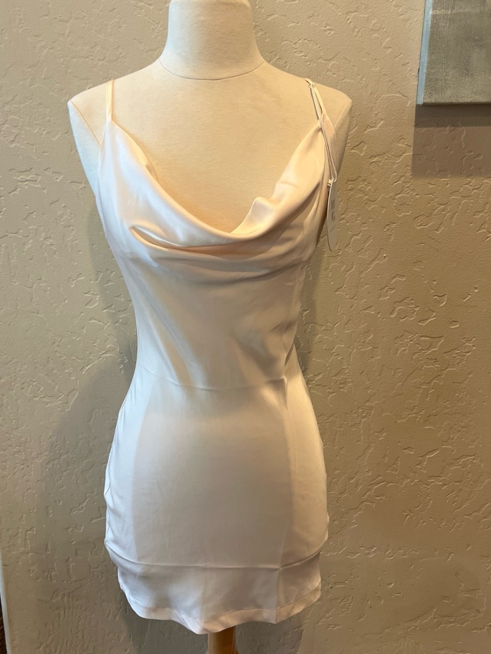 Princess Polly Cream Satin Cowl Neck Mini Dress